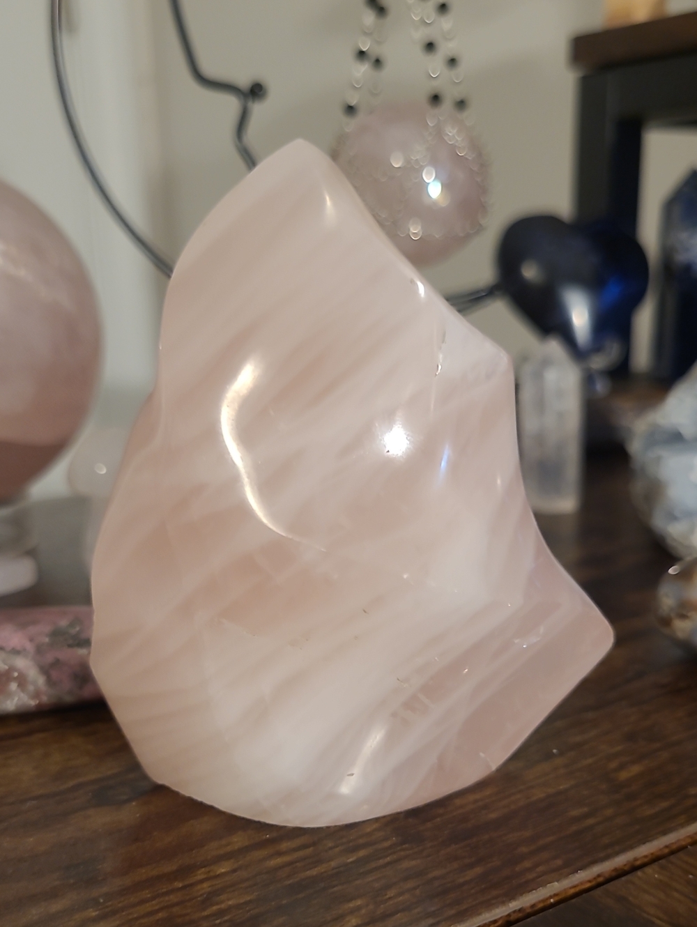 Polished Rose Quartz Flame - Soft Pink Crystal